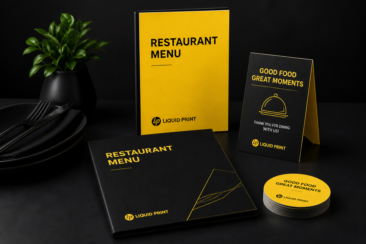 Restaurant menus and table branding